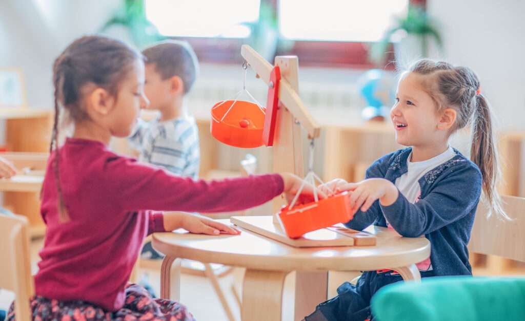 Two Primary students working together in a project-based, Reggio curriculum. Two Primary students working together in a project-based, Reggio curriculum.